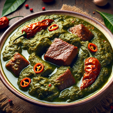 Load image into Gallery viewer, Spicy Cassava Leaves w/ Assorted Meats &amp; Rice Virtual Cooking Class | Friday April 14, 2025 (7pm-9pm Est.) | Sunday April 20, 2025 (3pm-5pm Est.)