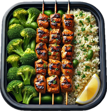 Load image into Gallery viewer, Terriyaki Glazed Chicken Kabobs, Steamed Quinoa &amp; Garlic Broccoli ( 6 Bowls)