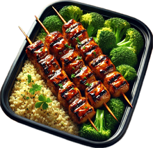 Load image into Gallery viewer, Terriyaki Glazed Chicken Kabobs, Steamed Quinoa &amp; Garlic Broccoli ( 6 Bowls)