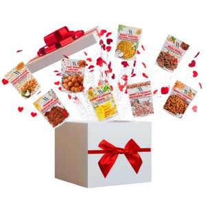 12 Assorted African Snack Gift Box with 24pc Red Roses