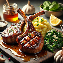 Load image into Gallery viewer, Maple Glazed Lamb Chops Over Garlic Mash &amp; Lemon Spinach Virtual Cooking Class | Friday Feb 28, 2025 (7pm-9pm Est.) | Sunday March 2, 2025 (3pm-5pm EST)