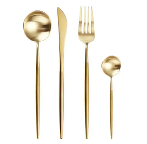 Gold Rim Dinnerware & Silverware set for Her