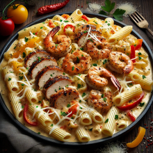 Load image into Gallery viewer, Creamy Cajun Chicken &amp; Shrimp Rasta Pasta Virtual Cooking Class | Friday April 11,2025 (7pm-9pm Est.) | Sunday April 13,2025 (3pm-5pm Est.)